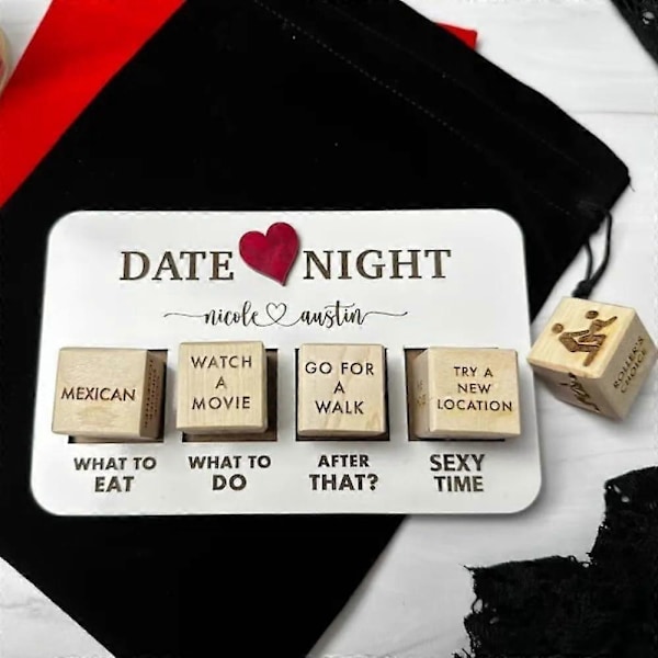 Date Night Tärningar After Dark Edition, Trä Date Night Tärningsspel, 1 Set Date Night Tärningskit, Romantiska Trä Par Date Night Idéer, Date Night Tärningar för