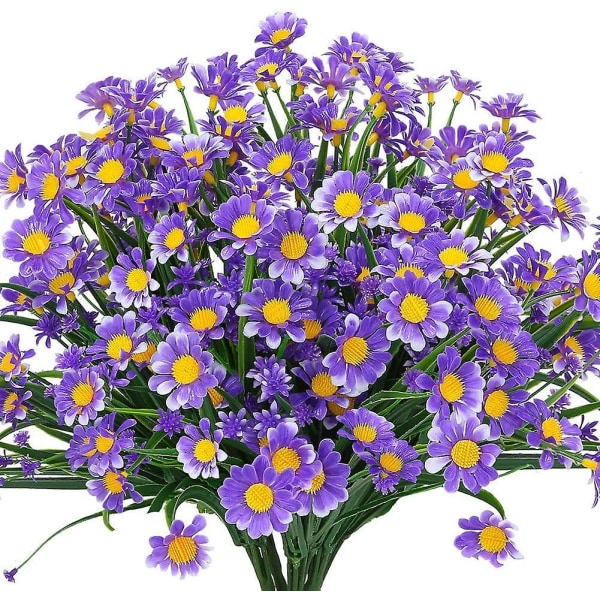 Kunstig blomst. 4 stk. Kunstig plastblomst. Utendørs UV-bestandige grønne busker planter innendørs utendørs hengende hjem hagedekorasjon plante (pu