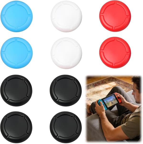 Set med 10 halkfria silikonjoystickkapslar för Switch-joystickkapslar, kompatibla med Switch- och Lite- och OLED-kontroller, hållbart skydd för