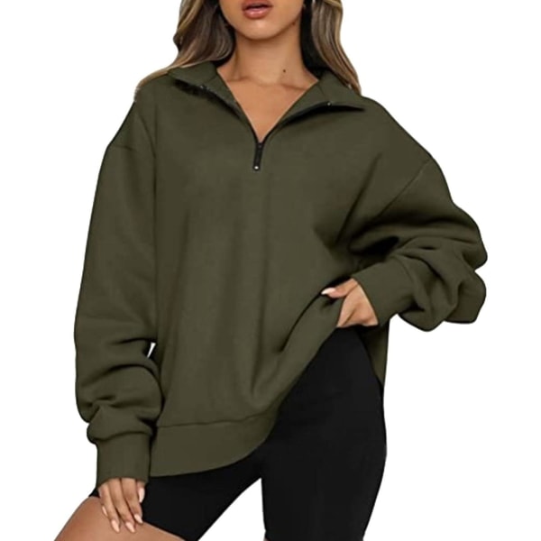 Naisten syksyn collegepaidat, Oversized puolivetoketjullinen pitkähihainen collegepaita, neljännesvetoketjullinen trendikäs huppari, asuja teineille m0 ag XX Large