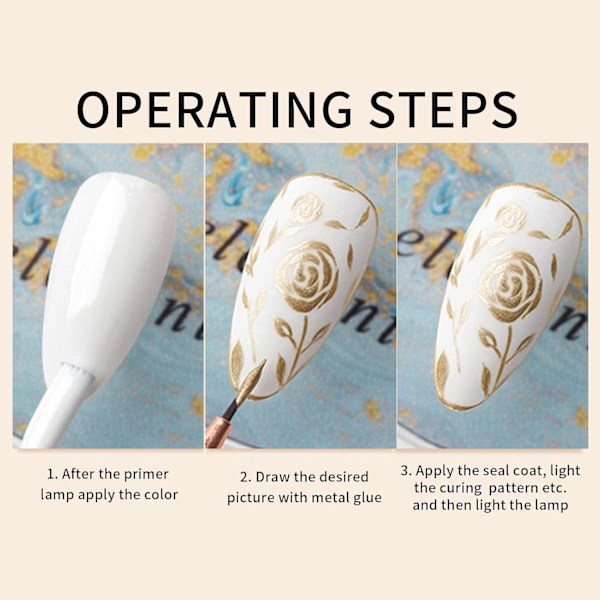 3 Malt Gel Polish, Gull Sølv Rose Gullfarget Negl Malt Gel Polish 3D Metall Gel Neglekunst Malingsgel Skulptur UV DIY Neglekunst Manikyr
