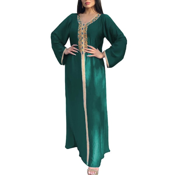 Eid Abaya Tyrkisk Islamsk Bekledning For Kvinner Green XXL
