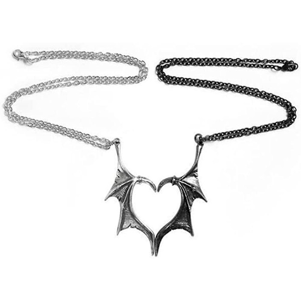 Chengxun Bat Wing Love Heart Stitching Par Halsband Batwing Hänge Smycken Vänskap Familj  Acsergery Present