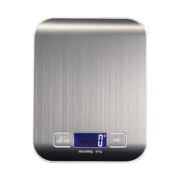 Digital køkkenvægt, præcisions køkkenvægt 10 kg/1 g digital køkkenvægt, fødevarevægt i rustfrit stål med stort LCD-display, tarafunktion (batte