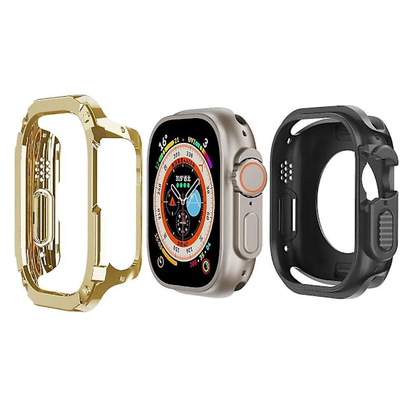 PC+TPU-fodral för Apple Watch Series 8 7 45mm/Series 6 5 4 SE (2022) SE 44mm, reptåligt Gold