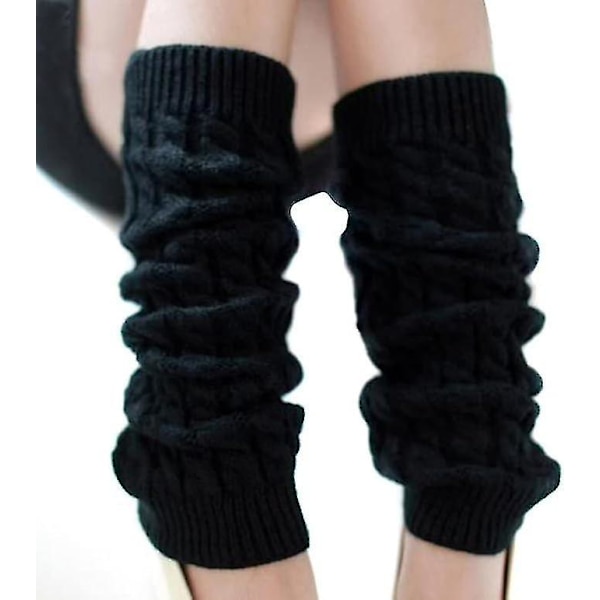 Lange benvarmere for kvinner, jenter, vinter, heklet, strikket, benvarmere, knestrømper, overknees, One Size Black