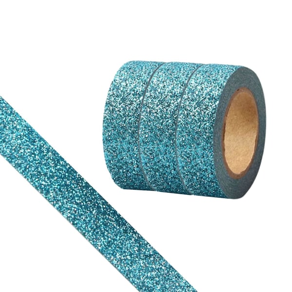 Glitter Washi Tape, 3 ruller 15 mm (5/8\") mørkeblå dekorativ tape, selvklæbende glitterpynt til gør-det-selv, bullet journals