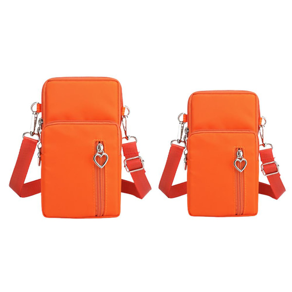 2st Telefonväska Handväska Plånbok Crossbody-väska Lättviktsfickor Sportarmbandsväska, 19*10*6cm+17*9*5cm orange