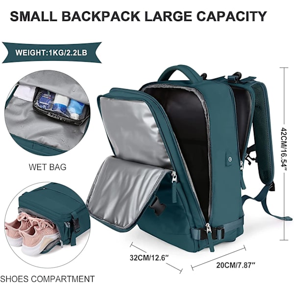 Stor Resväska Ryggsäck Kvinnor, Handbagage Ryggsäck Män, Vandringsryggsäck Vattentät Utomhus Sport Ryggsäck Casual Daglig Ryggsäck Skolväska Passar 14 Tums Laptop D