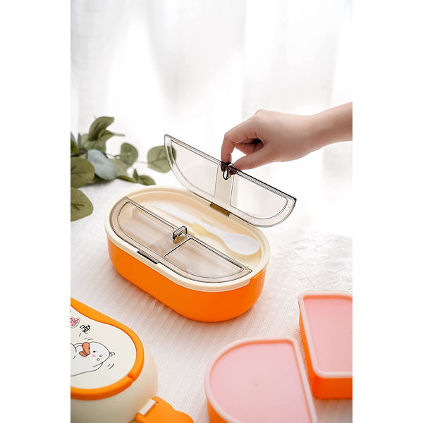 Barnens bentobox, vuxen bentobox, dubbellagers 1600 ml tecknad fack bentobox, innehåller inte BPA och är lämplig för mikrovågsugnar.