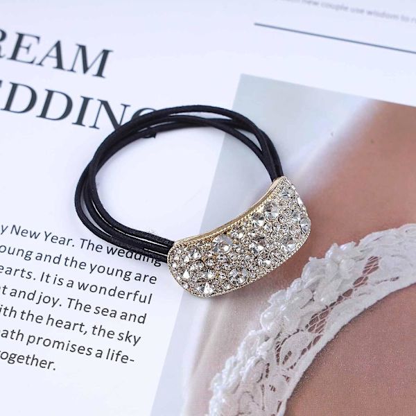 Boho Krystall Rektangel Hårstrikk Glitrende Rhinestone Hår Mansjett Tau Strikk Sølv Gold