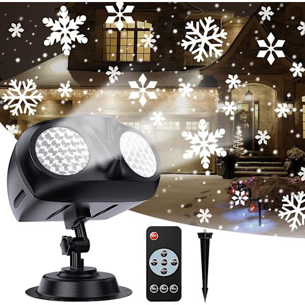 LED-projeksjonslampe, snøfnuggprojektorlys med fjernkontroll, IP65 vanntett juleprojektorlys med tidsfunksjon, for jul, P