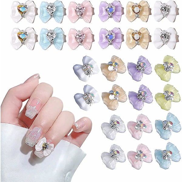 26 stk. Sommerfugl Negle Charms, 3d Sommerfugl Negle Rhinestones Med Hjerte Krystal Design, Negle Kunst Charms Til Negle Ædelstene Negle Kunst Dekorationer Negle Juveler