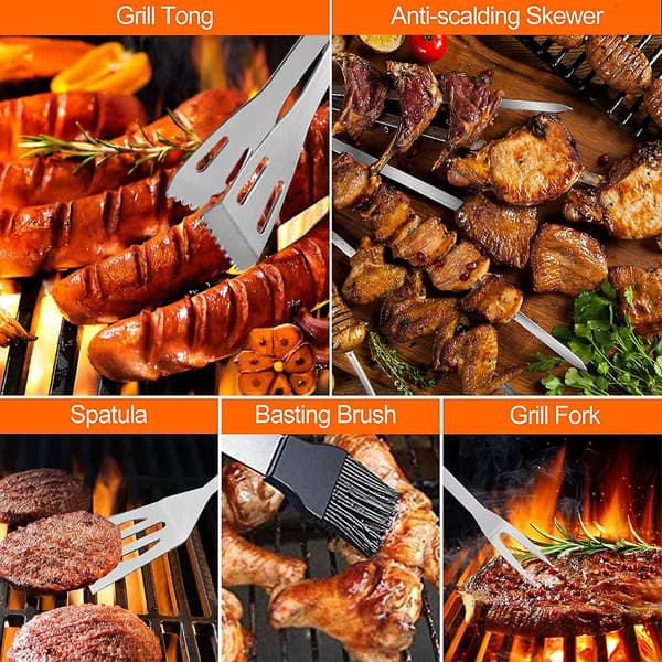 BBQ Grill Værktøjssæt 8 Dele Rustfrit Stål Grilltilbehør Med Transportable Tasker