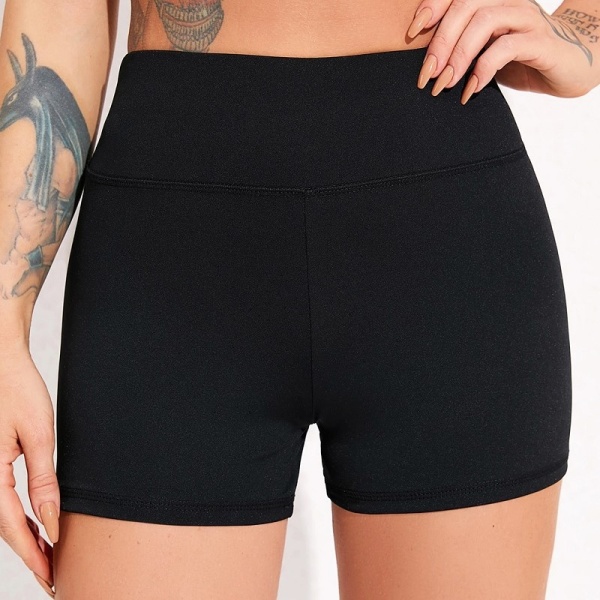 Cykelshorts för kvinnor, shorts med hög midja, magkontrollshorts, Hotpants för yoga, gym Black M