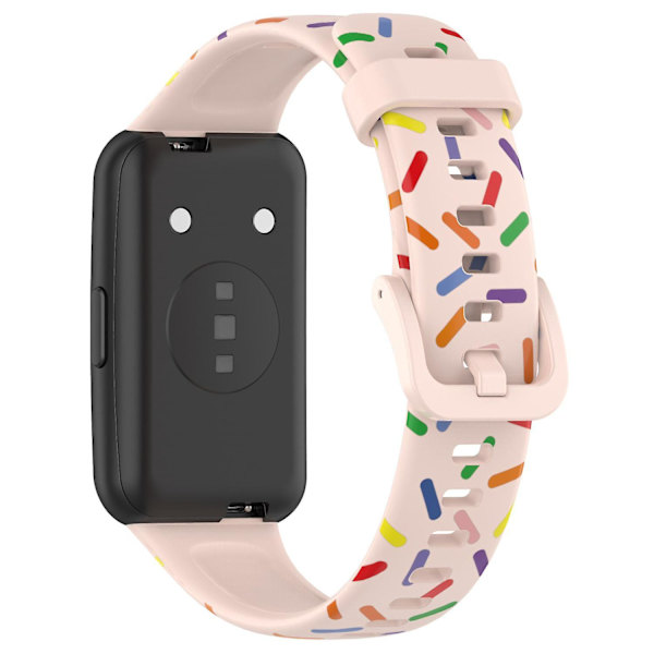 Färgglad fläckig handledsrem i silikon för Huawei Band 7 Light Pink