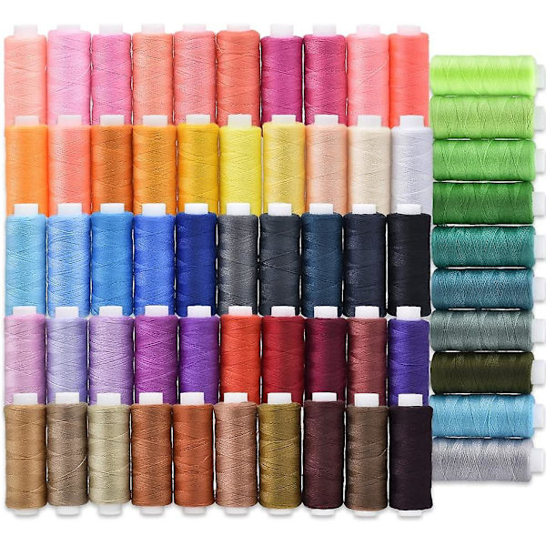 Sytrådskit, 60-färgade spolar i polyester, sytrådssortiment för handmaskinsbroderi (60 färger)