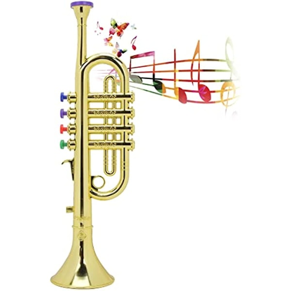 Bnineteenteam Barn Trumpet Leksak Guldbelagd Trumpet Instrument Barn Förskola Musik Leksak Trumpet För Barn