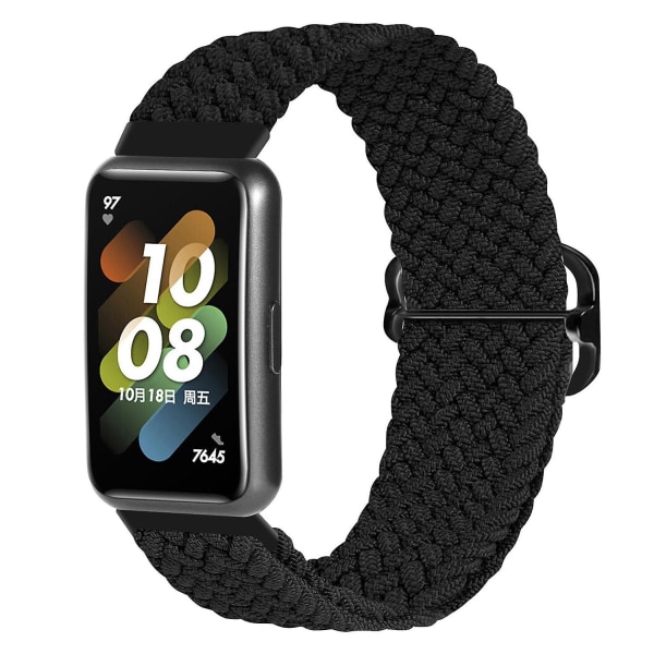 Flätat watch för Huawei Band 7, utbytesarmband med justerbart spänne Black