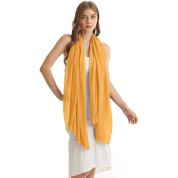 Kvinnors Olaof Scarf Bomull Linne Chic Dam Solid Färg Mjuk Scarf Stor Lång Wrap Sjal Scarves,180100cm Yellow