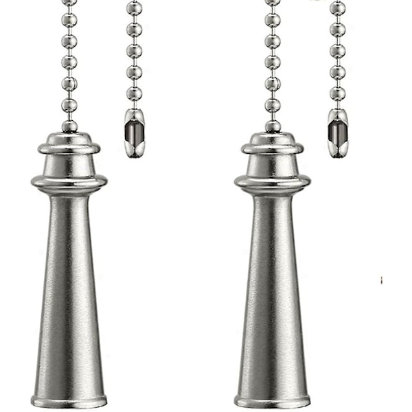 Dekorativ förlängningskedja för takfläkt 12 tum brons strandtorn fläktkedjor set prydnader nautisk torn dragkedja koppar för taklampa La Bronze 2 Pcs Nickel