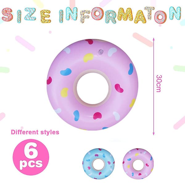 6 st uppblåsbara pool donuts mini donut uppblåsbara leksaker liten simring för barn style5