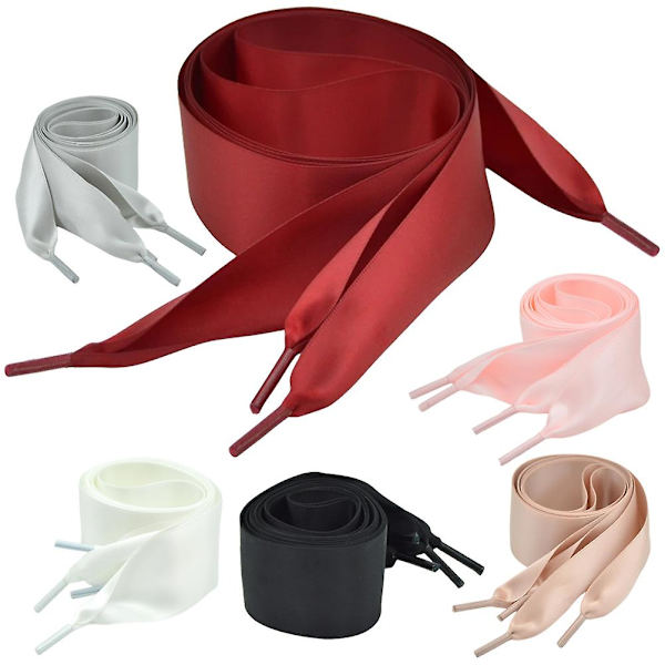 6 Par Satin Skosnören Band Skosnören Platta Skosnören Sneakers Skosnören för Kvinnor Flickor