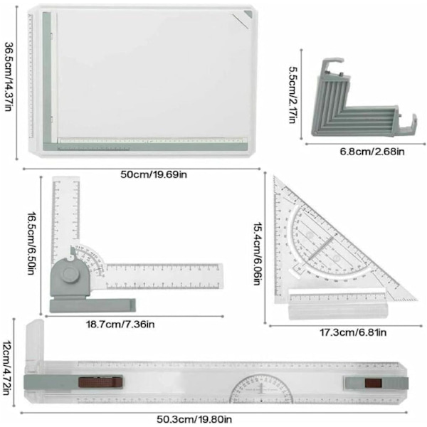 A3 Tegnebrett 51X37cm Justerbart Vinkelsystem Kunsthåndverk Bord med Parallelle Bevegelsestilbehør for Studenter Ingeniører Kunstnere og Arkitekter