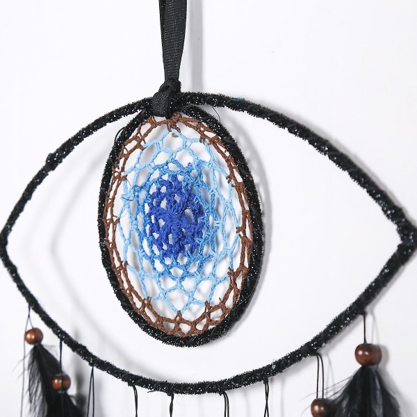 Onda ögondrömfångare, svarta drömfångare för sovrummet Perfekt handgjord hängande prydnad Väggdekor Utmärkt onda ögon hantverkspresent