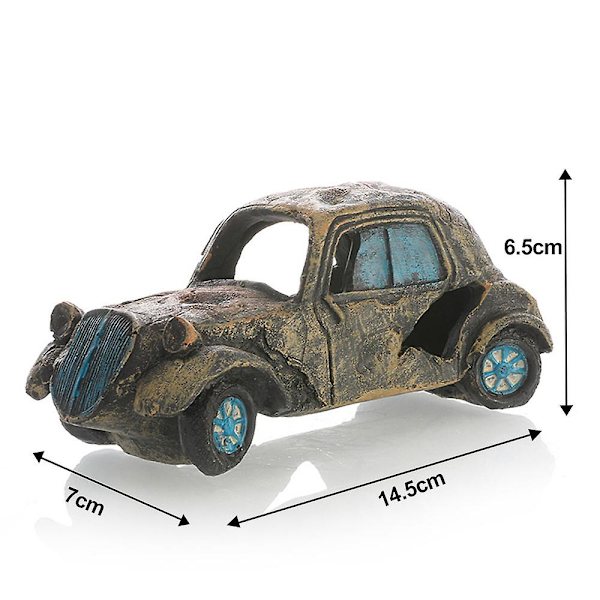 Akvarium Ornamenter Harpiks Imitasjon Bilvrak Fiske Tank Tilbehør Dekorasjoner Skjulested Stein