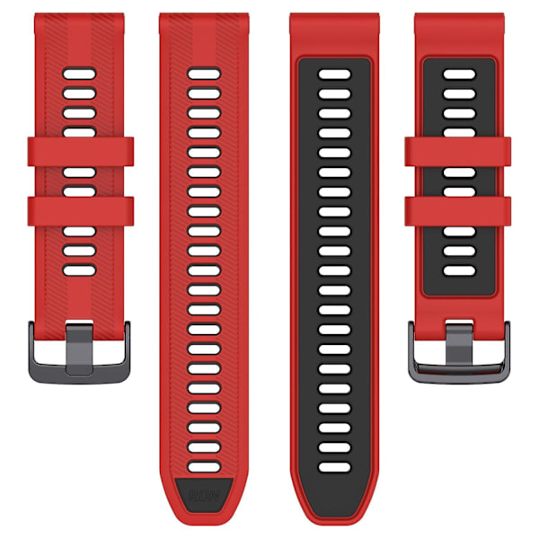 22mm Twill Tvåfärgat Armband i Silikon för Garmin Forerunner 965/955/945/935/745 Red Black
