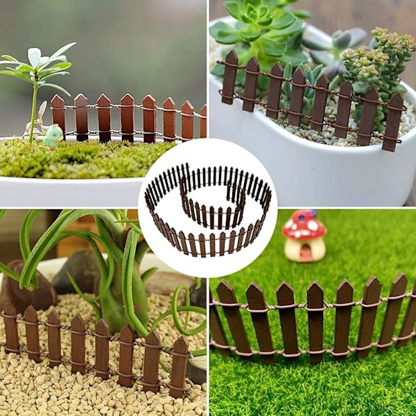 2 Pakk Miniatyr Trestakittgjerde 90*5CM Lite Trestakittgjerde Eventyrhage Juledekorativt Gjerde for Mikrolandskap
