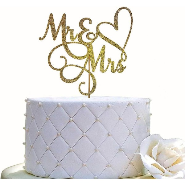 Herr och fru Cake Topper, bruden och brudgummen tecken för bröllop, förlovning tårta dekoration