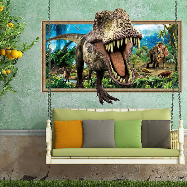 Sztxj Dinosaur Broken Wall Stickers 3d Dekorativa Väggdekor Avtagbara Pojkrum Baby Nursery Barn Väggdekor (23,6 * 35,4 tum)