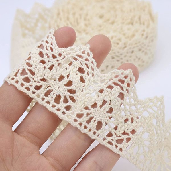 Beige spetsband 10 yards virkad spets trim bomull sy spets för hantverk, presentförpackningsinslagning, bröllopsdekoration, scrapbooking-tillbehör