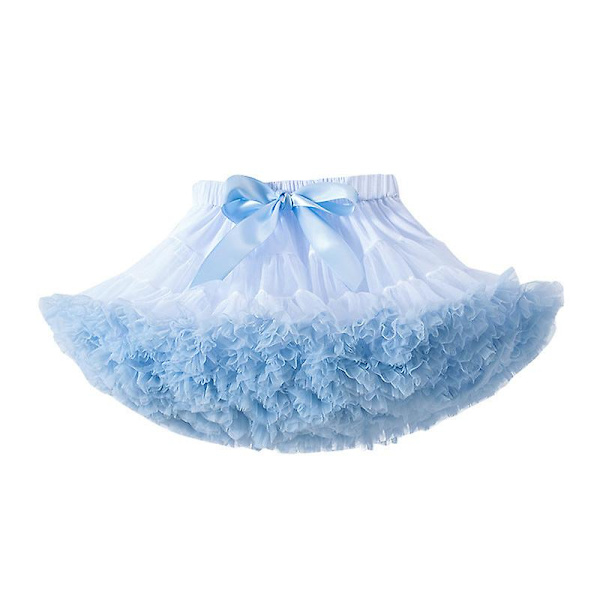 Baby flickor chiffong fluffiga pettiskjolar tutu prinsessa fest kjolar balett danskläder färger meisjes rok Generation white and blue L size height 120-140cm