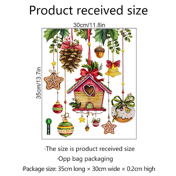 Juleveggklistremerker Dekorative Dekaler Kunstmalerier Julefest Hjemmedekorasjonsutstyr Julefestklistremerker 30*35cm