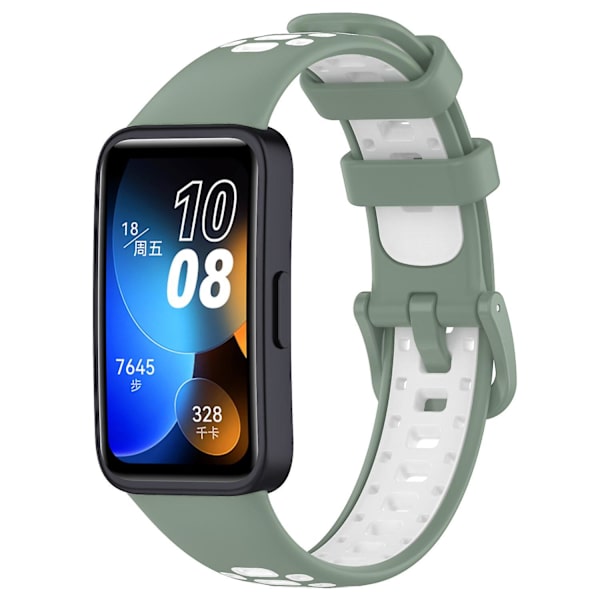 Justerbart silikonklockarmband för Huawei Band 8, tvåfärgat ersättningsarmband Light Green White