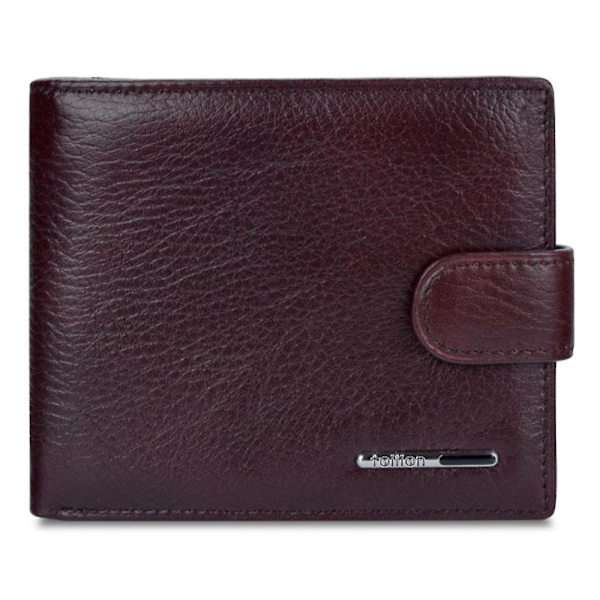 Hasp Design Läder Herr Kort Kontanter Hållare Kort Plånbok Dark Red