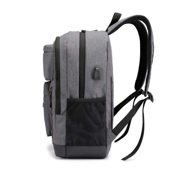 Kannettava tietokonereppu, liikematka USB-latausportilla, vettähylkivä koululaukku naisille ja miehille, sopii 15,6 tuuman kannettavalle tietokoneelle Dark grey