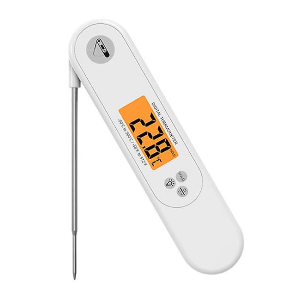 Digitalt Stegetermometer med Øjeblikkelig Aflæsning, Digitalt Madtermometer til Madlavning, Stegning, Rygning, Grill, Ovn, Vandtæt Køkkentermometer med Alarm A