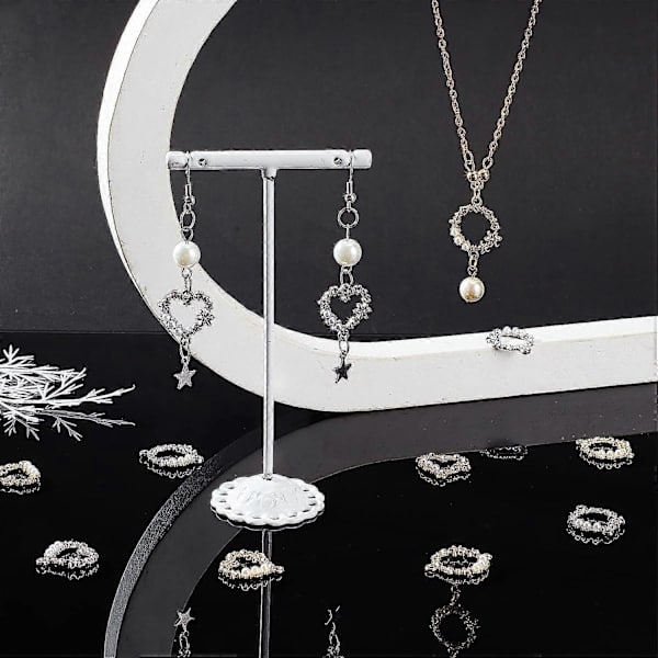 16 stk. 4-stil Forbindelses Charm Vedhæng Ring & Hjerteform Rhinestone Forbindelsesled Alloy Krystal Led med Imitation Perle