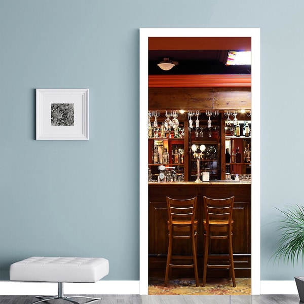 Stylef 77x200cm 3d Dør Sticker Vinkælder Foto Mural Trompe L'oeil Vægklistermærker Pvc Vandtæt Tapet Til Soveværelse Badeværelse Køkken Dekoration D