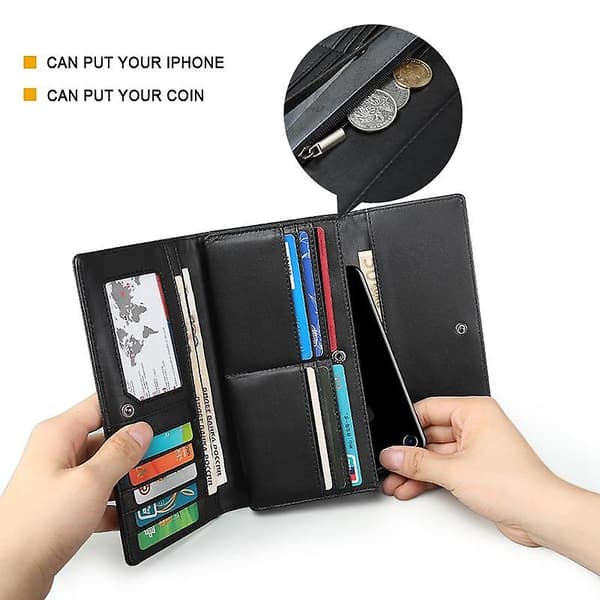 Plånbok för män Oxford Cloth Lång Bifold Checkbook Pengar Myntficka