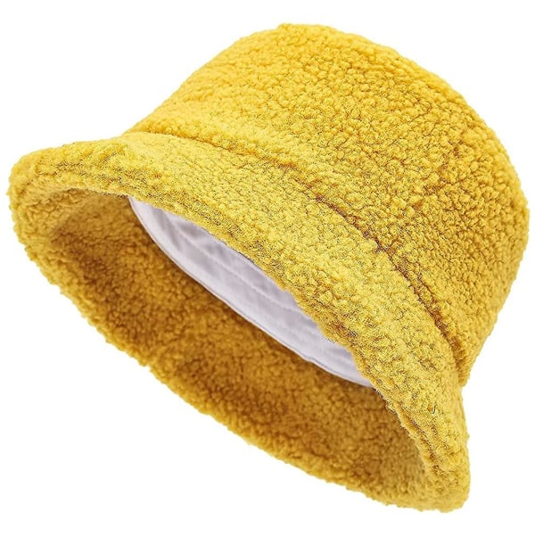 Fluffy Bøttehatt Dame Vinter Pelsaktig Fuskepels Varm Lue Bredbremmet Myk Hatt