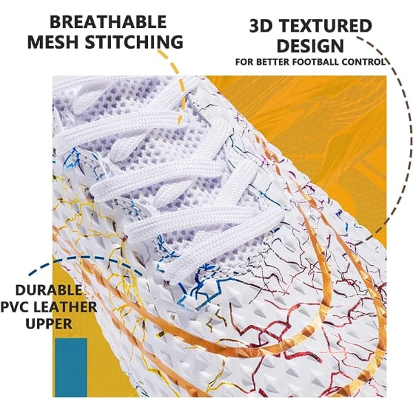 Bekväma fotbollsskor för män, inomhus och utomhus, med hög greppkraft white EU41