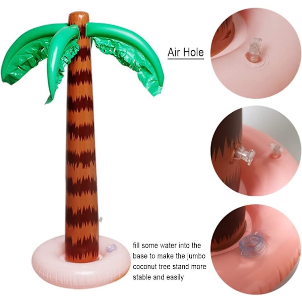 Uppblåsbar Palmtree Dekoration, 2-pack Jumbo Kokosnötspalmer Strand Bakgrund Favorit Tropisk Uppblåsbar Hawaii Sommarfest