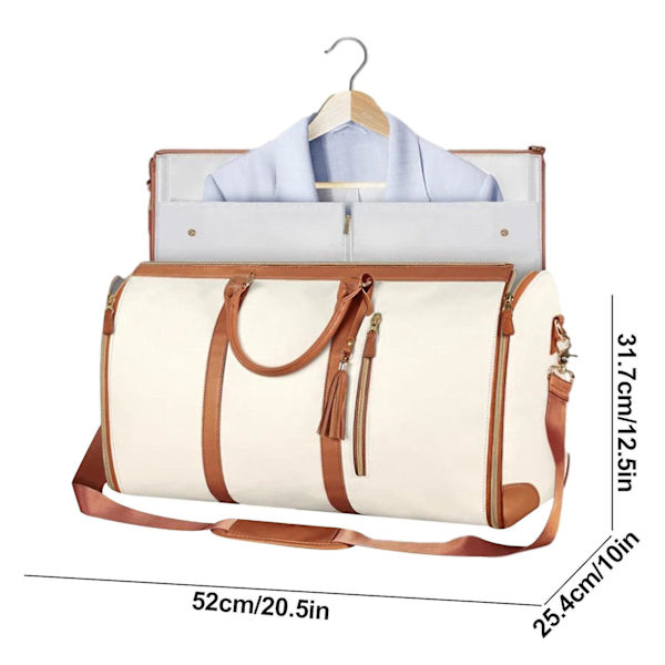 2024 Reiseklespose, Stor PU Draktdraktpose med Skopose, Multifunksjonell Duffelbag for Reise, Strand eller Camping -GSLA Beige