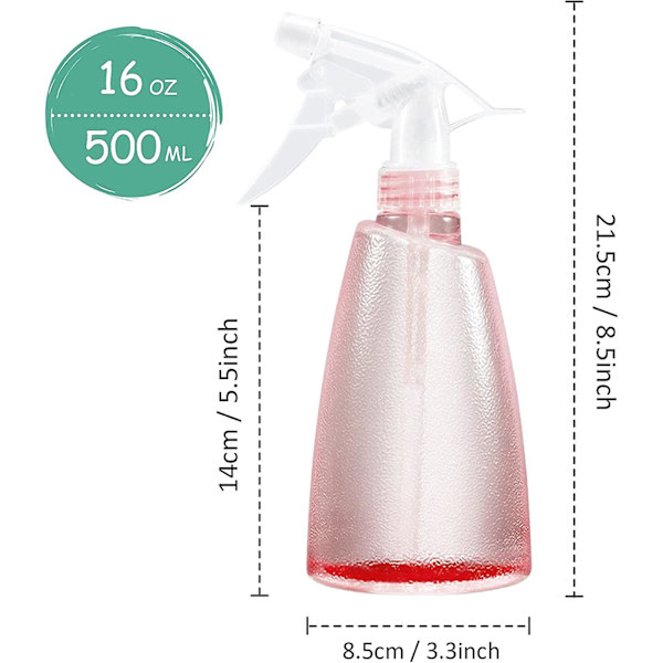 3-pakning Acsergery Gave Tomme Plastsprayflasker, 500 ml Justerbar Dyse Vann
