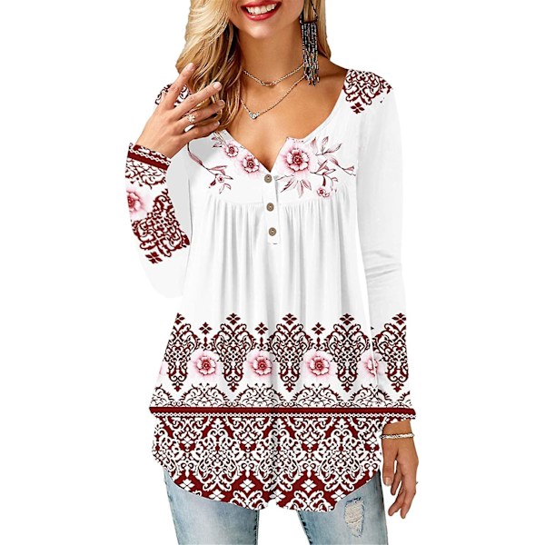 Naisten puserot röyhelöillä, löysä napitus, tunikat naisille Whiteflo XXL